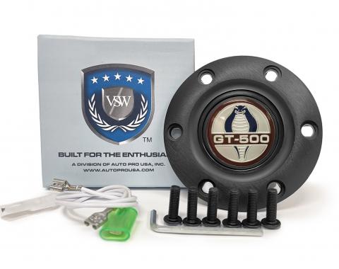 Auto Pro USA 1967-2014 Ford Mustang VSW Steering Wheel S6 Horn Button, w/Ford Cobra GT-500 Emblem, Black STE1004BLK