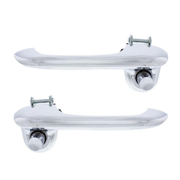 United Pacific Chrome Outside Door Handle Set For 1966-77 Ford Bronco & 1965-70 Mustang 110824