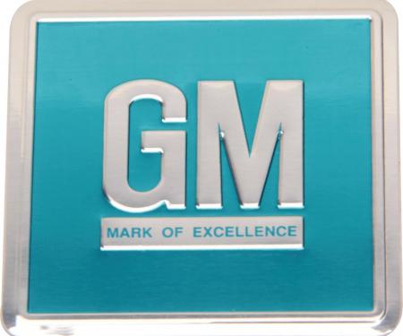 Redline Restomotive® 1964-1967 GM Car & Truck Aqua GM Mark Of Excellence Door Plate, Correct