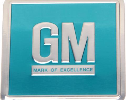 Redline Restomotive® 1964-1967 GM Car & Truck Aqua GM Mark Of Excellence Door Plate, Correct