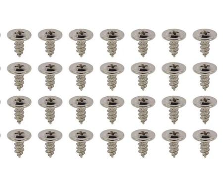 Redline Restomotive® 36 Piece Wheel Well Molding Screw Set, Chrome Plated Stainless Steel