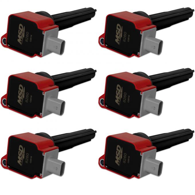 MSD Ignition Coil, Ford EcoBoost, 2.7L V6, Red, 6-Pack 82606