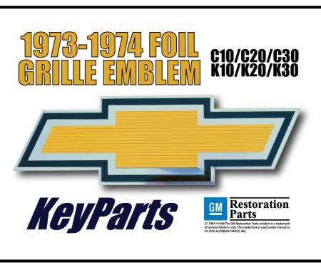 Key Parts '73-'74 Chevrolet Foil Grille Emblem 0850-045