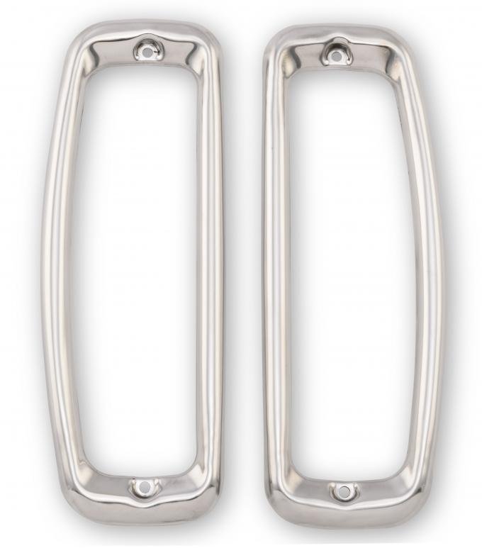 Scott Drake 1966-1977 Ford Bronco Tail Light Bezels, Stainless Steel C7TZ-99279A6-7S