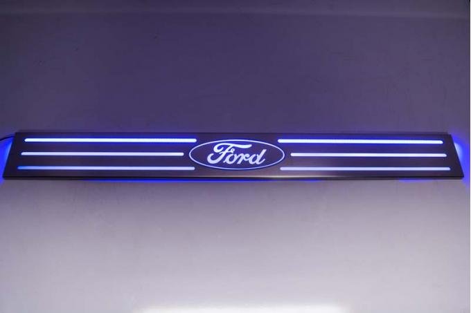 2010-2014 Ford Raptor/F150 - Door Sills Illuminated "Ford" Oval Style 2Pc - Polished Stainless 771038