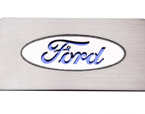 2009-2014 Ford Raptor - "Ford Logo" Glove Box Trim Stainless Steel - Choose Inlay Color 771035