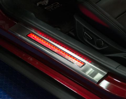 2015-2020 Mustang - Illuminated Door Sills 2Pc - Stainless Steel, Choose LED Color 271037