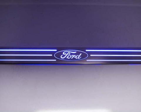 2010-2014 Ford Raptor/F150 - Door Sills Illuminated "Ford" Oval Style 2Pc - Polished Stainless 771038