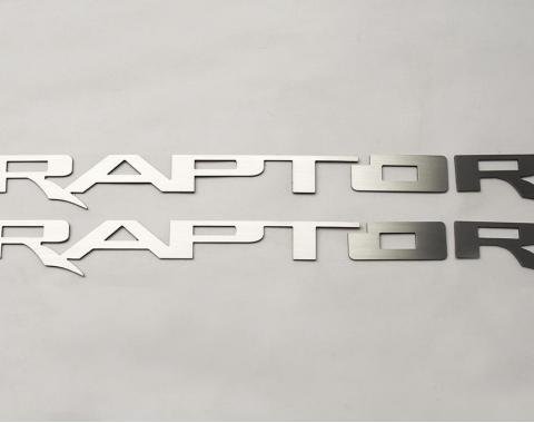 American Car Craft 2017-2020 Ford F-150 Running Board Raptor Badges Satin Stainless 2pc 772095