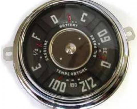 Chevy Truck Dash Gauge Cluster, 6-Cylinder, 6 Volt, With 220? Temperature Gauge, 1947-1949