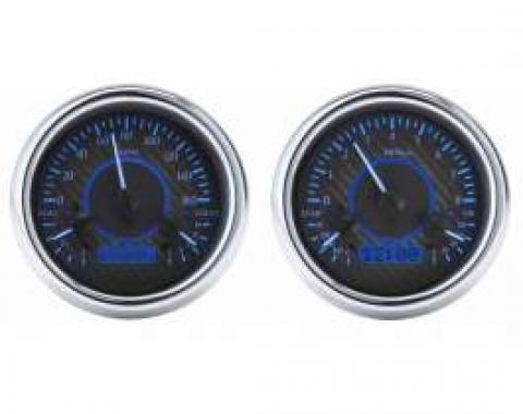 Chevy Truck Analog Dash Gauges, Dakota Digital, Carbon Fiber With Blue Display, 1947-1953