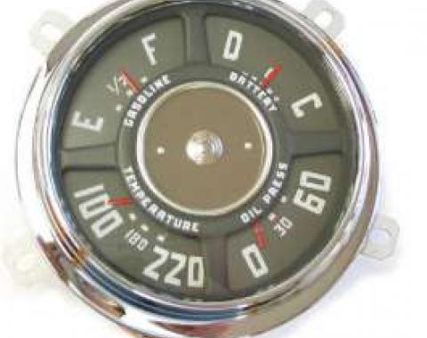 Chevy Truck Dash Gauge Cluster, 6-Cylinder, 6 Volt, With 220? Temperature Gauge, 1950-1953