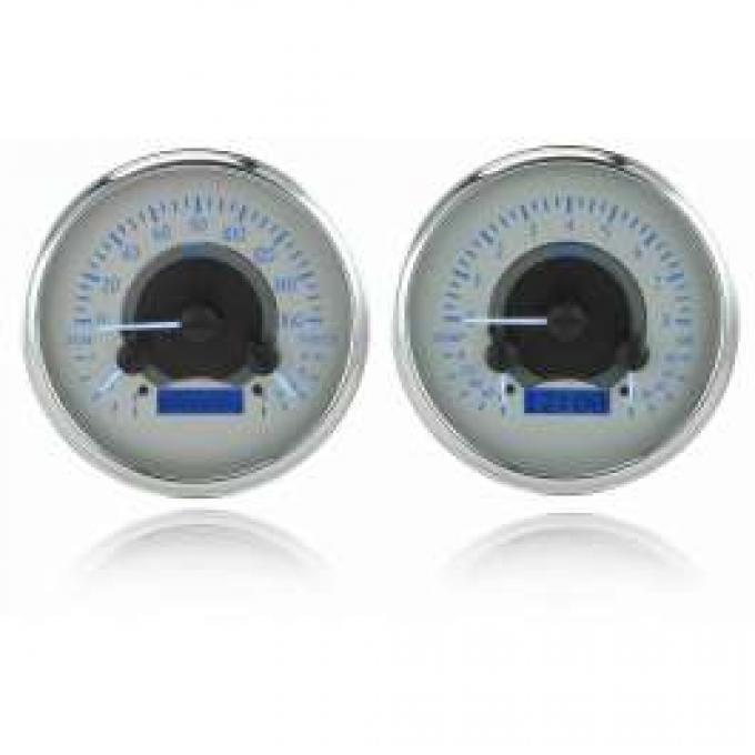 Chevy Truck Analog Dash Gauges, Dakota Digital, Silver With Blue Display, 1947-1953