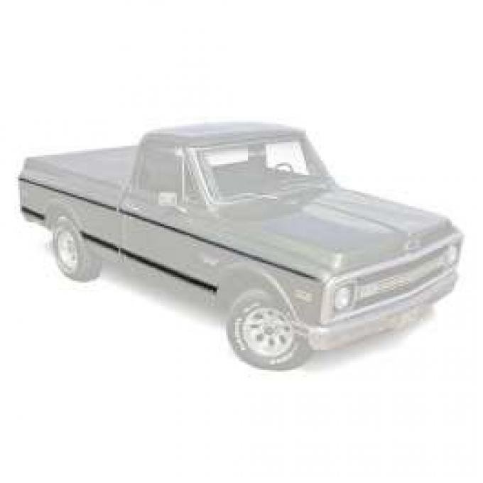 Chevy Truck Body Molding Kit, Upper & Lower, Short Bed, Fleet Side, Wood Grain, With Clips, 1969-1972