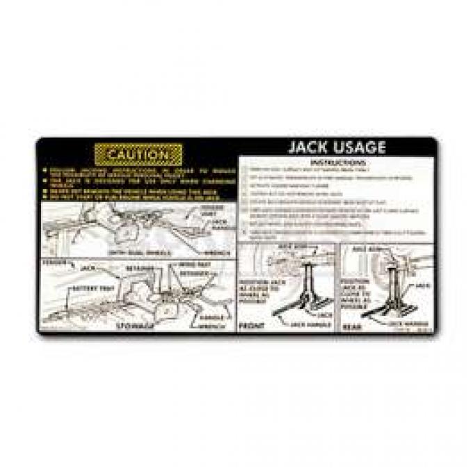 Chevy Truck & Suburban, Jacking Instructions Decal, For Four Wheel Drive, 1977-1978