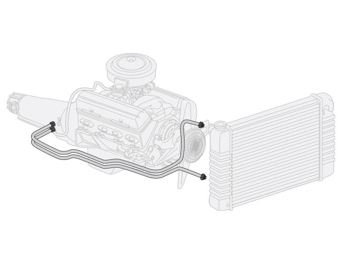 Right Stuff 1966-69 Fairlane W/Small Block & C4, Pre-Bent Stainless Steel Trans Cooler Line DTC6602S