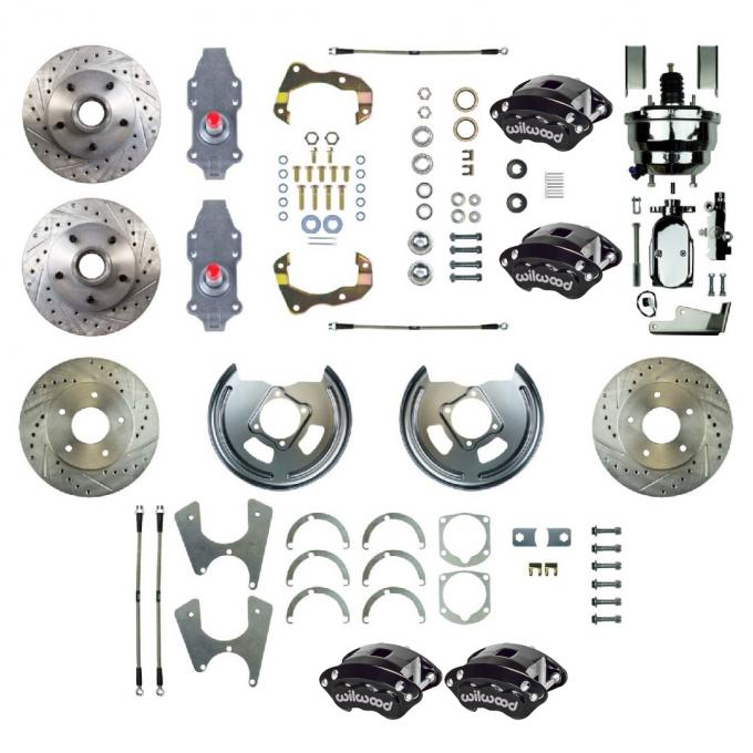 Right Stuff 1955-58 Bel Air, 9" Booster, 2" Drop, 4-Wheel Power Disc Brake Conversion Kit FSC564DCDSX