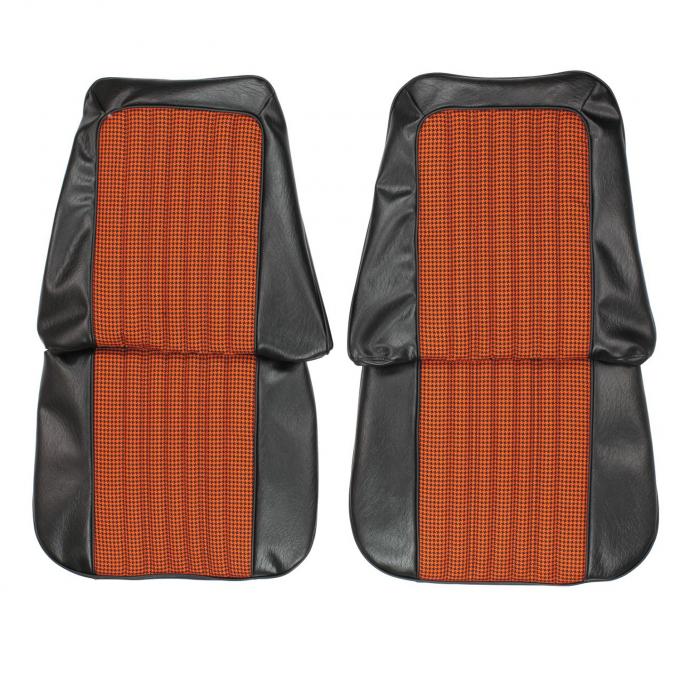 PUI Interiors 1971-1972 Chevrolet Truck Black/Orange Houndstooth Front Bucket Seat Covers 71TSD1026U