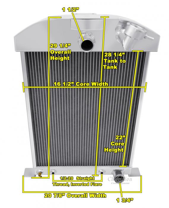 Champion Cooling 2 Row All Aluminum Radiator Made With Aircraft