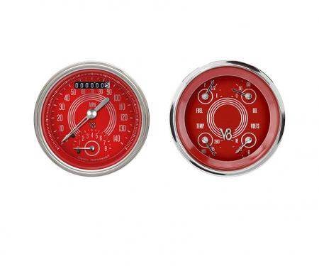 Classic Instruments V8 Red Steelie Two Gauge Set V8RS32SHC