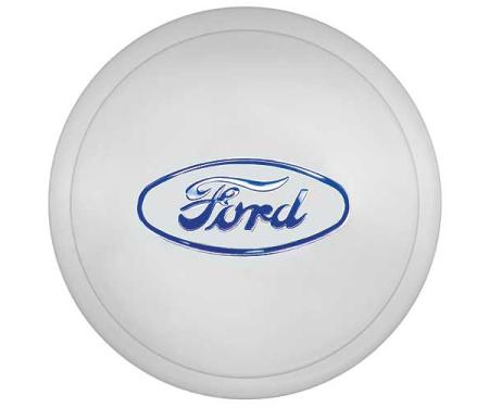 Hub Cap - Ford Embossed - Painted Ford Blue - Stainless Steel - 5-3/4 - 4 Cylinder Model B Ford Passenger