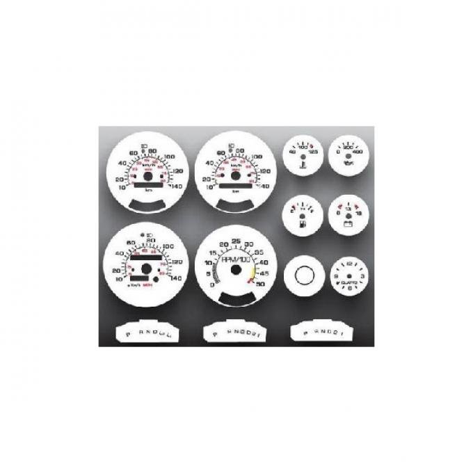 Chevrolet® Truck White Face Gauge Overlay,140 METRIC KPH KMH,1980..1991