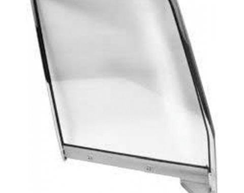 Chevy Truck Door Window Frame, With Glass, Left, Chrome, 1955-1959