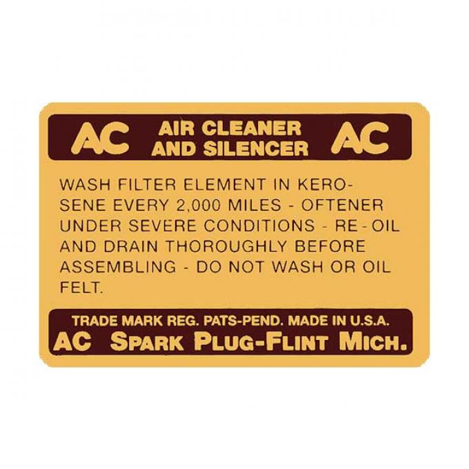 Dry Style Air Cleaner Decal - Ford Pickup Truck