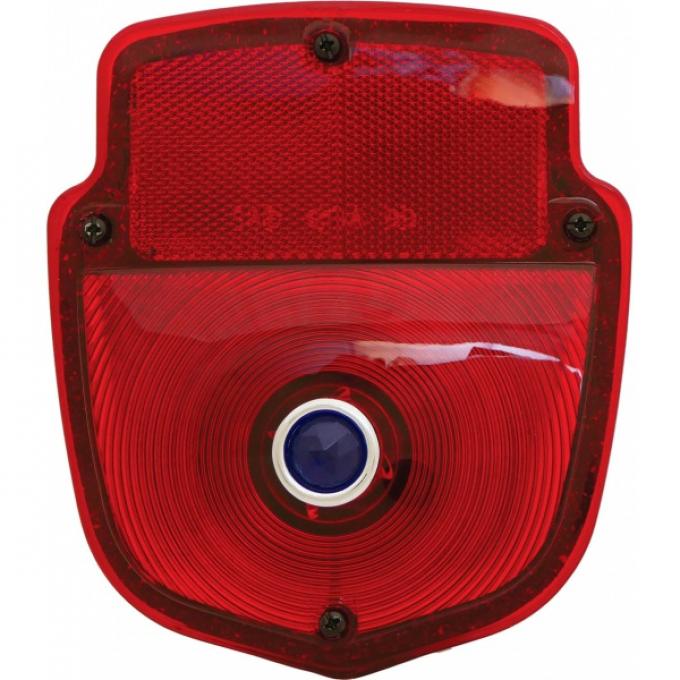 Ford Pickup Truck Tail Light Assembly - Flareside Pickup - Shield Type - Black Housing - Left - With Blue Dot Lens Installed