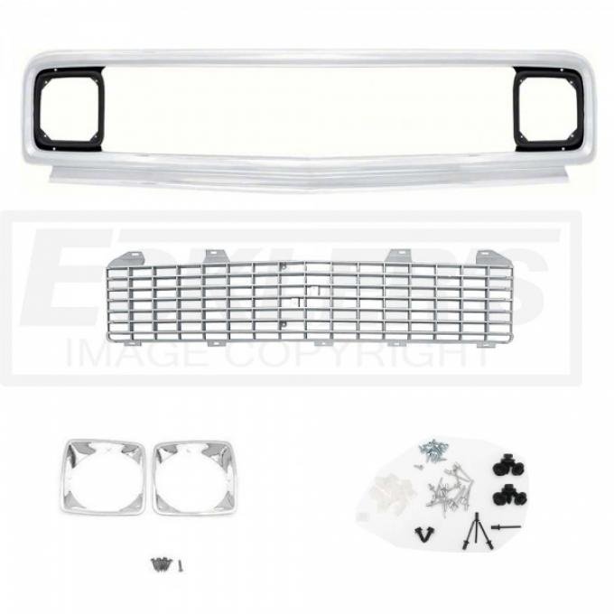 Chevy Truck Front Grille Kit, With Chrome Insert, Show Quality, 1971-1972