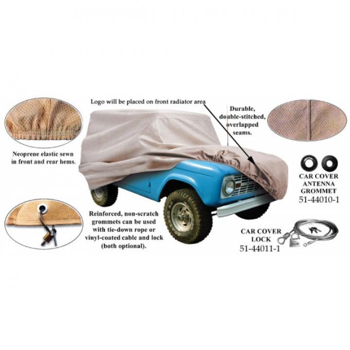 Car Cover With Logo, Poly Cotton, Without Rear Spare Tire, 1973-1977