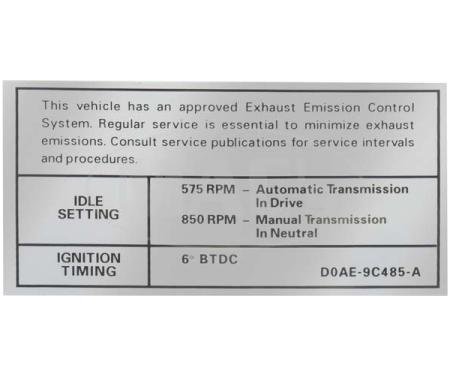 Emission Decal, 351-2V AT/MT, (BEFORE 10-1), Fairlane, Ranchero, Torino, 1970