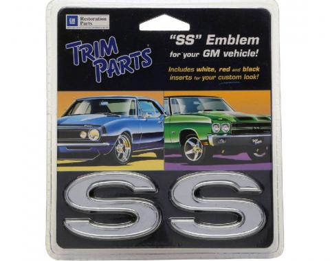 Trim Parts Universal "SS" Emblem with Three Colors of Inserts, Adhesive Backing, Pair Z4620A