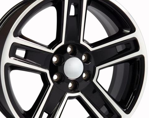 OE Replica Wheels CV74B - 22" Replica Wheel CV74B Fits Chevrolet Silverado Rim 22x9 Black Mach'd Wheel CV74B-22090-6550-24MB