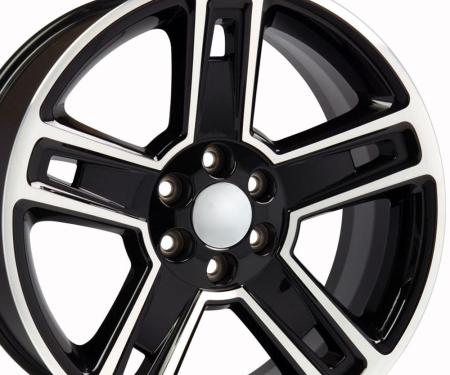 OE Replica Wheels CV74B - 22" Replica Wheel CV74B Fits Chevrolet Silverado Rim 22x9 Black Mach'd Wheel CV74B-22090-6550-24MB