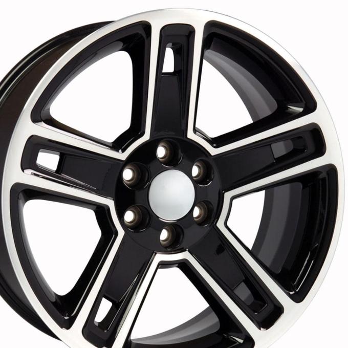 OE Replica Wheels CV74B - 22" Replica Wheel CV74B Fits Chevrolet Silverado Rim 22x9 Black Mach'd Wheel CV74B-22090-6550-24MB