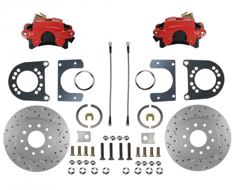 Leed Brakes Rear Disc Brake Kit with Drilled Rotors and Red Powder Coated Calipers RRC0003X