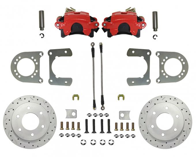 Leed Brakes Rear Disc Brake Kit with Drilled Rotors and Red Powder Coated Calipers RRC6001X