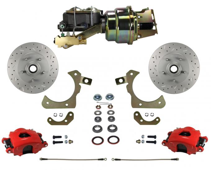 Leed Brakes Power Front Kit with Drilled Rotors and Red Powder Coated Calipers RFC1010-K1A1X