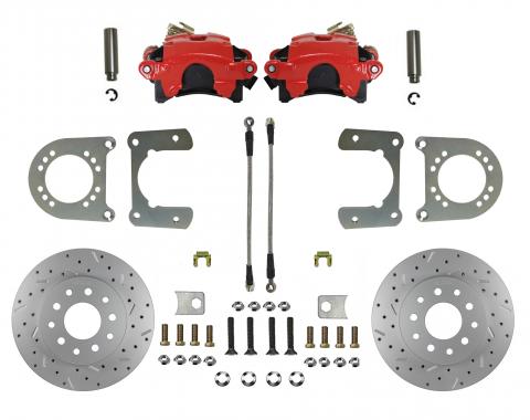 Leed Brakes Rear Disc Brake Kit with Drilled Rotors and Red Powder Coated Calipers RRC6002X