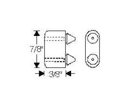 Chevy Rubber Bumper, Door, Two-Pronged, 3/8, 1952-1954