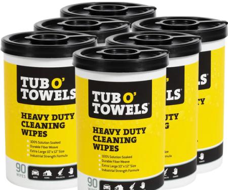 Tub O' Towels Heavy Duty Cleaning Wipes, 90-Count Case Pack