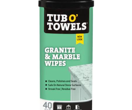 Tub O' Towels Granite & Marble Wipes, 40-Count