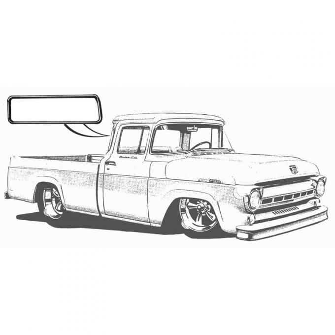 Dennis Carpenter Back Glass Seal - Pickup - with Groove for Chrome - 1957-60 Ford Truck B7C-8142084-B