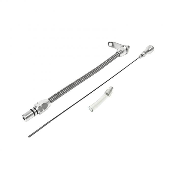 B&M Automatic Transmission Dipstick & Tube, Billet Aluminum/Stainless Steel Braided 22166