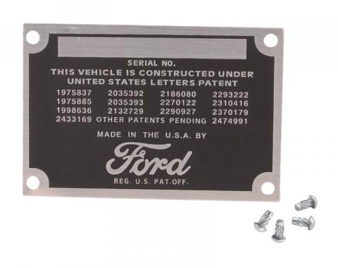 Dennis Carpenter Patent Data Plate - 1948-52 Ford Truck, 1949-50 Ford Car 7C-14001