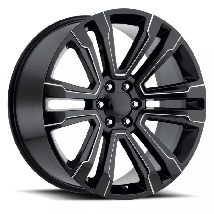 Factory Reproductions Denali Wheels 26X10 6X5.5 +30 HB 78.1 2017 GMC Denali Gloss Black Ball Milled With Cap FR Series 72 72610306513