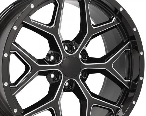 Milled Edge Black Deep Dish Rims fit Chevy Silverado 22x9.5