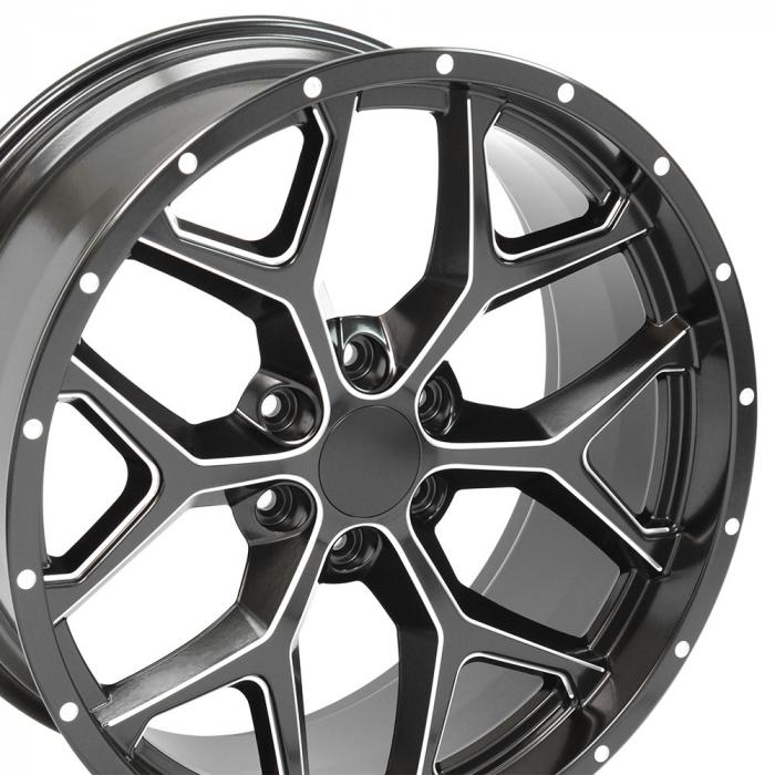 Milled Edge Satin Black Deep Dish Rims Fit Chevy Silverado 22x9.5 