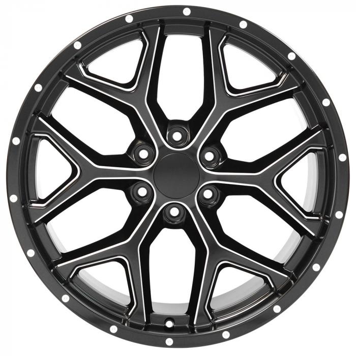 Milled Edge Satin Black Deep Dish Rims fit Chevy Silverado 22x9.5 ...